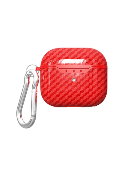 Apple Uyumlu AirPods 4. Nesil Kılıf Silikon Karbon Silikon 05 Kırmızı