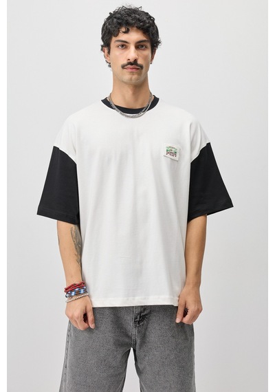 Vamos Oversize Baskılı Tişört V70-208 Siyah