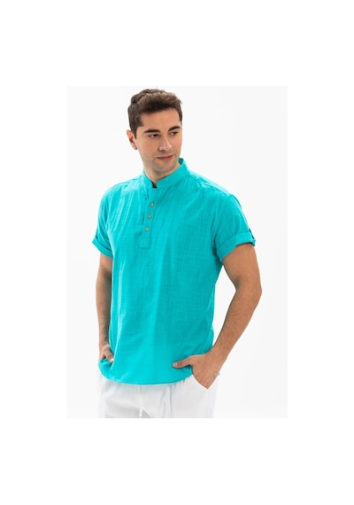 Kısa Kol Şile Bezi Bodrum Erkek T-shirt Turkuaz 3054-turkuaz Turkuaz