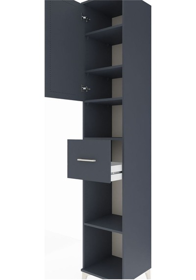Hyperion Dolap 5 Raflı Tek Çekmeceli Tek Kapaklı 44x44x243 Antrasit-antrasit Antrasit