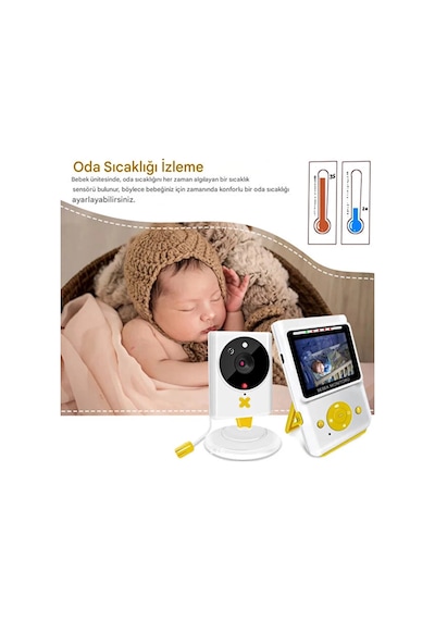 Bebek Kamerası Monitörlü Karşılıklı Konuşma Özellikli Sıcaklık İzleme 2.4 İnç Bebek Kamerası