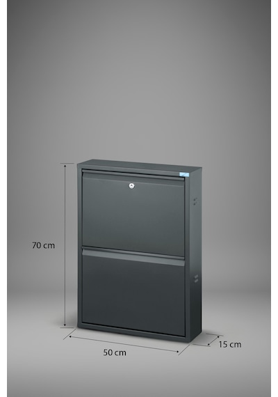 Lıccıa Metal Ayakkabılık 2 Li Kilitli Model Antrasit