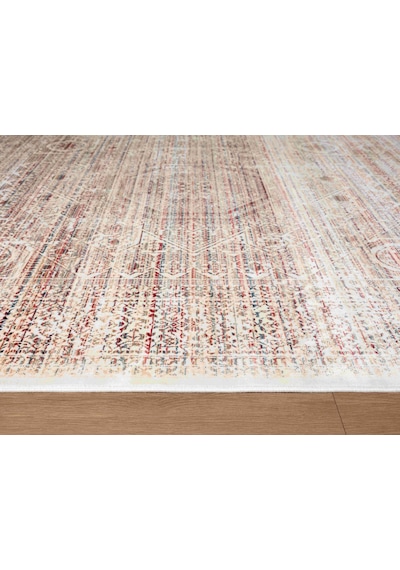 Diamente Dm003r Krem Çerçeveli Göbekli Klasik Desen 100 Tarak Bambu Viskon Renkli Halı İpek Serisi-787 Krem