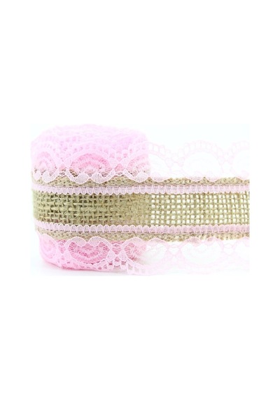 Dantelli Jüt Kurdele. 5.5 Cm X 2 Mt - Pembe