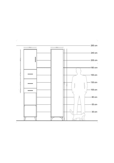Hyperion Dolap 3 Raflı 3 Çekmeceli Tek Kapaklı 44x44x243 Aytaşı-aytaşı Aytası