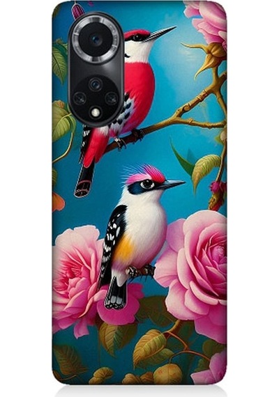 Huawei Nova 9 Uyumlu Arı Kuşu Ve Gül Desenli Silikon Kılıf