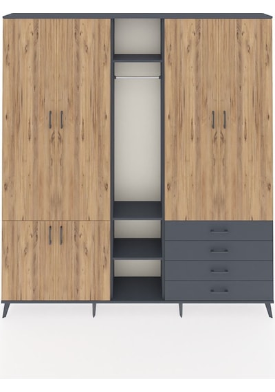 Arges Dolap 14 Raflı 4 Çekmeceli Tek Askılı 220x30x243 Antrasit-çam/antrasit Atlas Çam/antrasıt Arges Dolap 14 Raflı 4 Çekmeceli Tek Askılı 220x30x243 Antrasit-çam/antrasit Atlas Çam/antrasıt