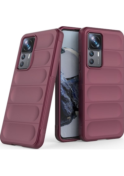 Xiaomi Mi 12t Pro Kılıf Elde Tutma Kolaylıkla Kaydırmaz Kenar Line Dizayn Optietnik Kapak Bordo