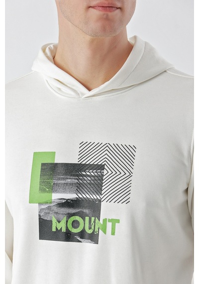 Morven Erkek Beyaz Trend Kapüşonlu Sweat-shirt Beyaz