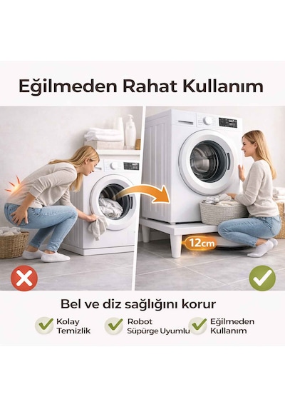 İmt Aksesuar Çamaşır Makinesi Yükseltici 60x60 Cm 12 Cm Platform Robot Süpürge Uyumlu Titreşim Azaltıcı Beyaz İmt Aksesuar Çamaşır Makinesi Yükseltici 60x60 Cm 12 Cm Platform Robot Süpürge Uyumlu Titreşim Azaltıcı Beyaz