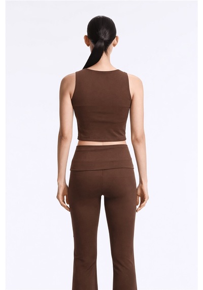 Fashion Friends Crop Fit Bisiklet Yaka Atlet Bayan Atlet 26y0713k1 Kahve