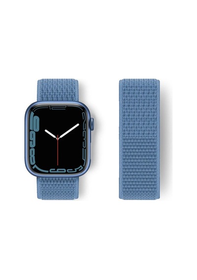 Apple Watch 42mm Uyumlu Hasırlı Cırtcırtlı Kordon - Mavi