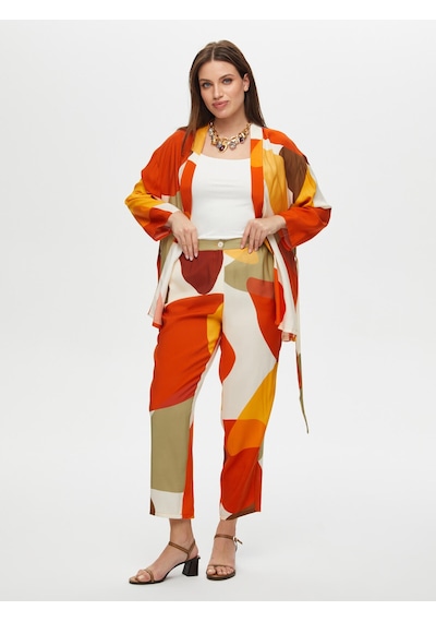 Faik Sönmez Geometrik Soyut Desen Kimono S25kmn001 Us25kmn001100 Multi Çok Renkli