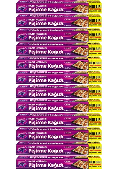 Hazır Kesilmiş Pişirme Kağıdı 10 Lu 42 X 37 Cm 12 Paket
