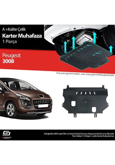 S-dizayn Peugeot 3008 Çelik Karter Muhafaza 2009-2016 A+ Kalite