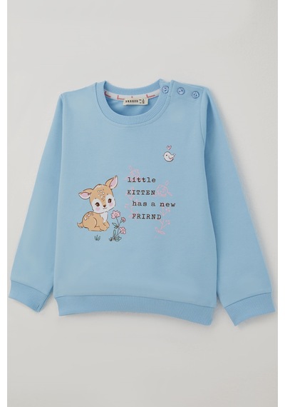 Breeze Kız Çocuk Sweatshirt Dostluk Temalı Sevimli Hayvancıklar Baskılı 1.5-5 Yaş , Açık Mavi Breeze Kız Çocuk Sweatshirt Dostluk Temalı Sevimli Hayvancıklar Baskılı 1.5-5 Yaş , Açık Mavi