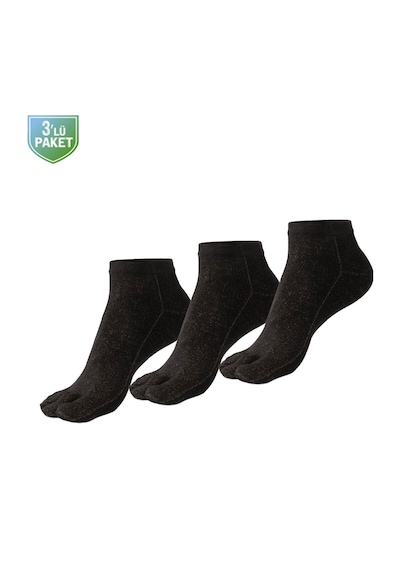 Bonny Silver Önleyici Parmaklı Patik Gümüş Çorap 3'lü Paket Siyah