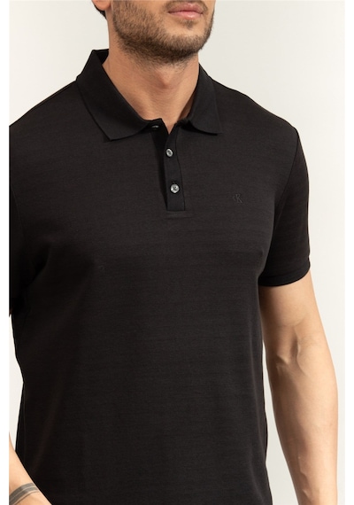 Calvin Klein Ss Tonal Stripe Polo Erkek Polo Yaka T-shirt Siyah-16160