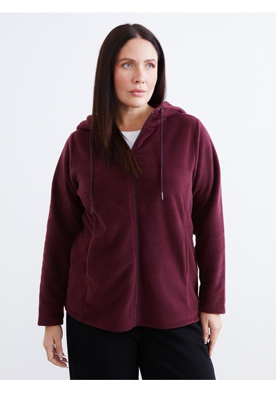 Lcw Everyday Mürdüm Kapüşonlu Polar Kadın Fermuarlı Sweatshirt