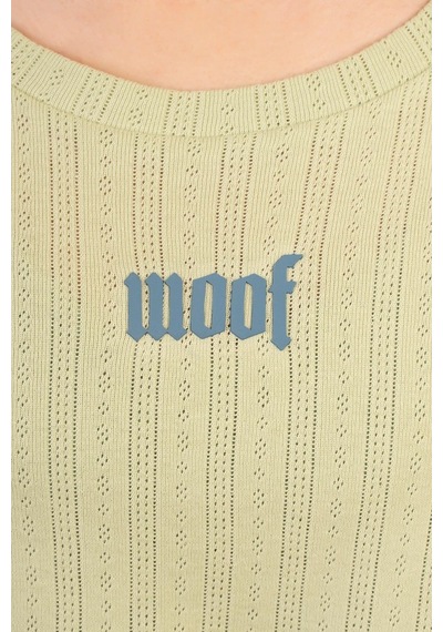 Woof Gym 3D Woof Print Crop Top Soft Green Çok Renkli