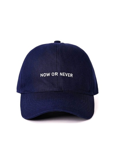Caxis Now Or Never Baskılı Spor Sapka Unisex Ayarlanabilir Cırtlı Şapka Orijinal Cap Lacivert