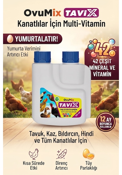 Ovumix Kanatlılar İçin Multi -vitamin Ve Tavuk Vitamini , Tavuk , Kaz , Bıldırcın ,hindi , Kek.lik125 Ml Yumurtlatır