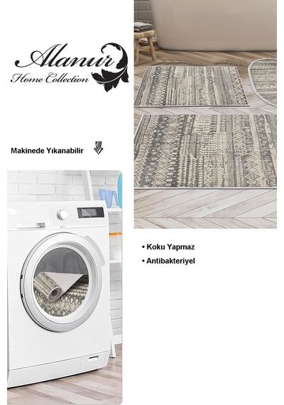 Dekoreko Kaymaz Taban Djt 3 Lü Banyo Paspas Takımı Trend Karışık Iskandinav F5080 gri