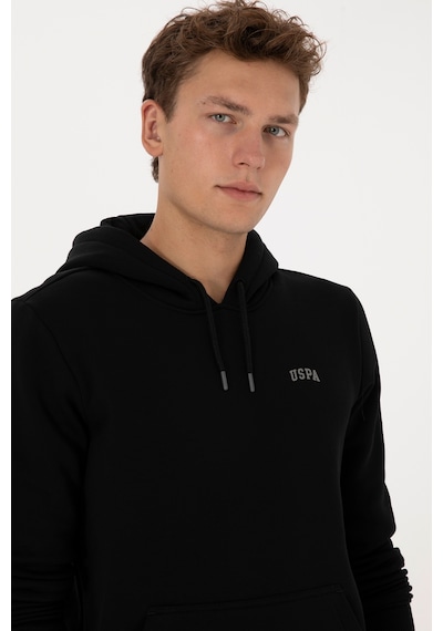 U.S. Polo Assn. Erkek Regular Fit Kapüşonlu Şardonlu Siyah Basic Sweatshirt 50315582-VR046