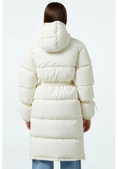 Lacoste Womens Down Fill Jacket Sabit Kapüşonlu Kaz Tüyü Kadın Parka Krem Krem