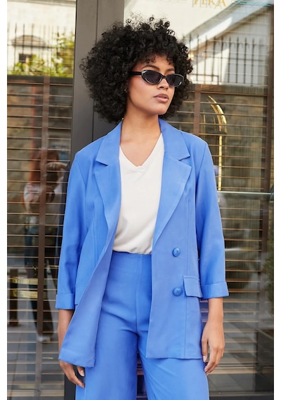 Kadın İpeksi Dokulu Modal Kumaş Yakalı Cep Kapaklı Oversize Salaş Blazer Ceket-indigo Indigo Kadın İpeksi Dokulu Modal Kumaş Yakalı Cep Kapaklı Oversize Salaş Blazer Ceket-indigo Indigo