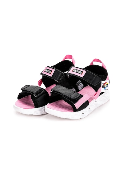 Kiko Kids 100 Işıklı Kız/erkek Çocuk Cırtlı Sandalet Ayakkabı 100 Siyah - Pembe