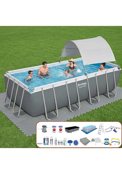 Beswtay Gölgelikli Büyük Prefabrik Full Havuz Seti 488x244x122cm 56670 Bw577