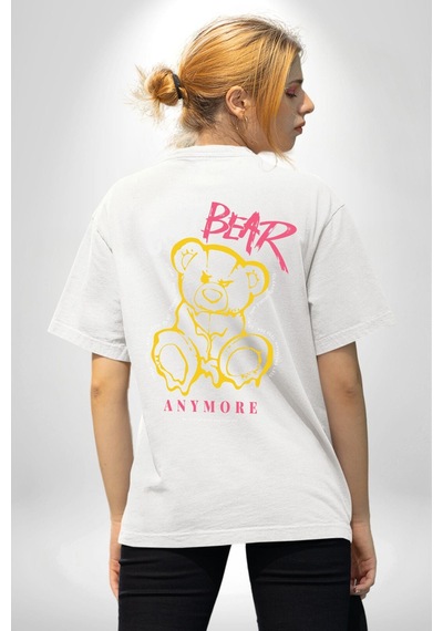 Artık Katlan Beyaz Oversize Unisex Ön Ve Sırt Baskılı Tişört Beyaz