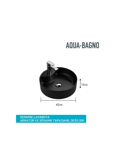 "bianzo" Tezgah Üstü Lavabo, Batarya Delikli, 42 Cm Mat Siyah