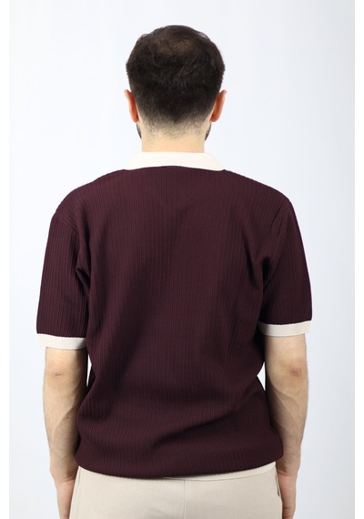Ventov Polo V Yaka Fitilli Erkek Triko Vtr2602 Bordo