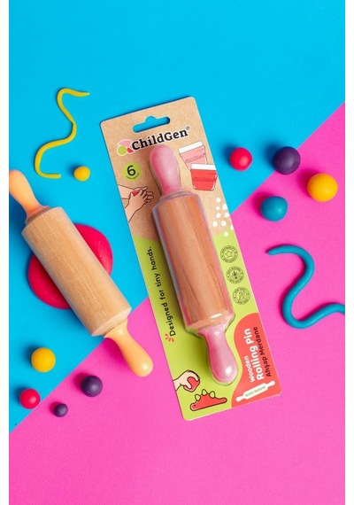 Childgen Mini Ahşap Merdane Pastel Pembe