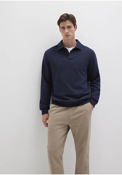 Mavi Yarım Düğmeli Polo Yaka Lacivert Erkek Sweatshirt M0s10420-82318 Lacivert