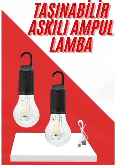 Şarjlı Aydınlatma Ampul Tasarımlı Ambians Işık Askılı Kamp Lambası Diğer