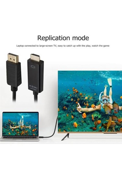 Displayport To Hdmi Kablo Altın Uçlu 4k 1.8mt Yüksek Çözünürlük