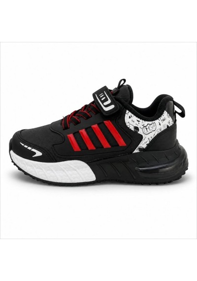 Black Flex Grafiti Çocuk Sneaker Ayakkabı Siyah Kırmızı 31-35 2651 Sıyah