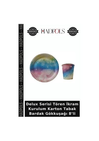 Delux Serisi Tören İkram Kurulum Karton Tabak Bardak Gökkuşağı 8 Li Diğer