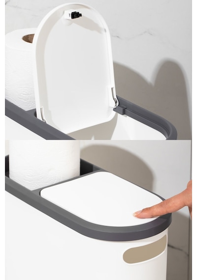 Porsima M-325 Çöp Kutusu Banyo Mutfak Çöp Kovası Kapaklı Banyo Çöp Kovası 10lt Beyaz