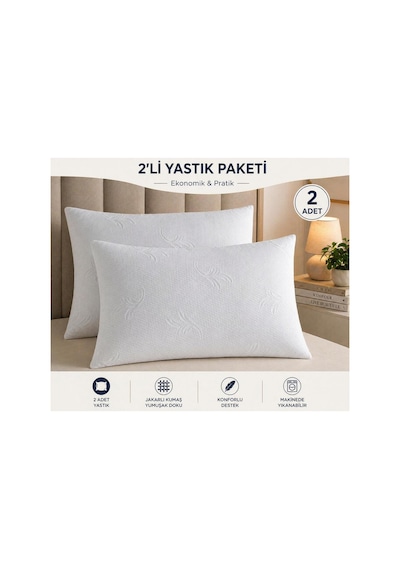 Sıvı Geçirmez Yastık Alezi 2'li Paket Fermuarlı Yastık Koruyucu 50x70 Beyaz
