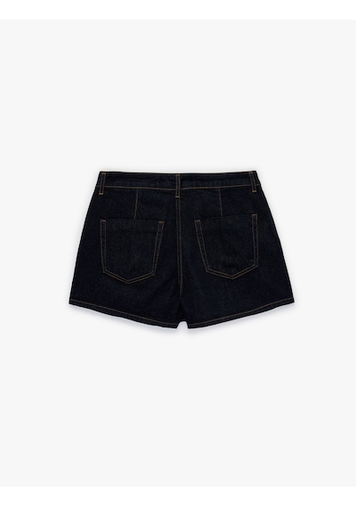 Koton Rahat Kalıp Kruvaze Mini Denim Şort Etek Koyu İndigo 6sal70020md Dark Indigo