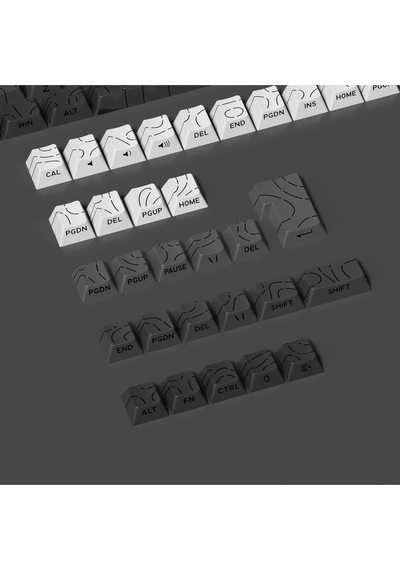 Mekanik Klavye -pbt Çift Baskı Keycap Seti- Çizgi Desenli 137 Tuşlu Siyah - Gri Tuş Takımı