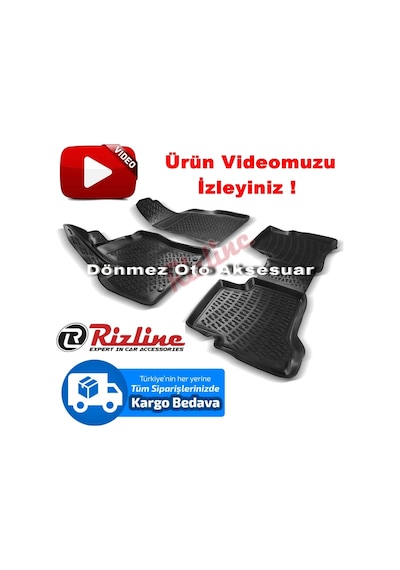 Fiat Fiorino 3D Paspas Havuzlu Siyah 2007-2019 Arası 4Prç Rizline N11.31390