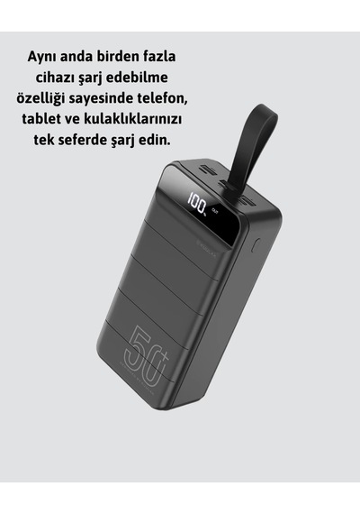 Yüksek Kapasiteli 50.000 Mah Powerbank Type-c, Lightning Ve Micro Usb Uyumlu, Çoklu Cihaz Şarj Öze Çok Renkli