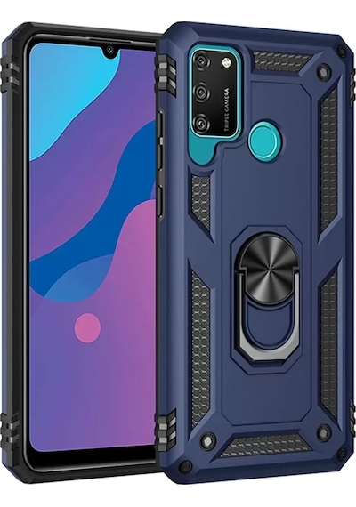 Newface Huawei Y6p Kılıf Sofya Yüzüklü Silikon Kapak - Lacivert