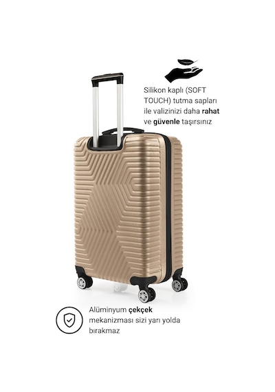 G&d Polo Suitcase Abs Kabin Ve Orta Boy Gold 2'li Valiz Seti 600.06-set-ok Altın