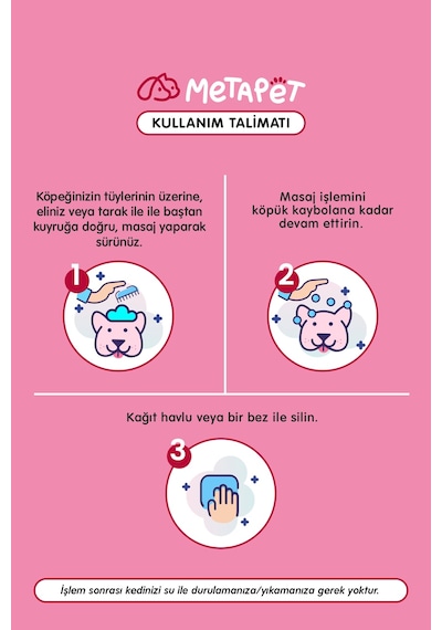 Metapet Koku Giderici Kuru Köpük Köpek Şampuanı Organik Hassas Ciltli Yavrular İçin 200 ML